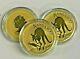 Lot Of 3 Gold 2022 Gold 1 Oz Australian Kangaroo $100 Coin. 9999 Fine Bu Coins