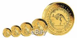 Lot of 4 2020-P $25 1/4oz Australian Gold Kangaroo. 9999 Fine BU Perth Mint