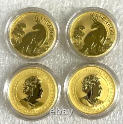 Lot of 4 Gold 2023 Gold 1 oz Australian Kangaroo $100 Coin. 9999 Fine BU Coins