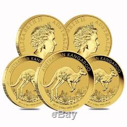 Lot of 5 2017 1/10 oz Australian Gold Kangaroo Perth Mint Coin. 9999 Fine BU