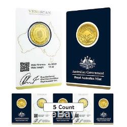 Lot of 5 2017 1/4 oz Gold Kangaroo Coin Royal Australian Mint Veriscan. 9999 F