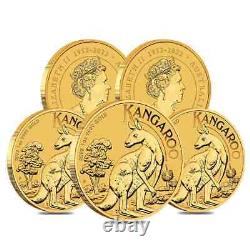 Lot of 5 2023 1 oz Australian Gold Kangaroo Perth Mint Coin. 9999 Fine BU In