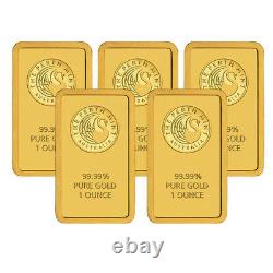 Lot of 5 Perth Mint 1 oz. 9999 Gold Bars New Sealed With Assay Card 24 Karat