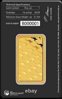 Lot of 5 Perth Mint 1 oz. 9999 Gold Bars New Sealed With Assay Card 24 Karat