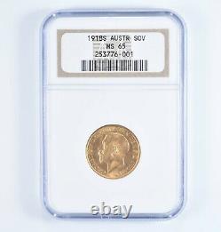 MS65 1918-S Australia 1 Sovereign Gold Coin Graded NGC 7298