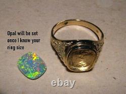 Men' s Opal Ring Solid 14 k Gold Nugget style