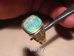 Men' s Opal Ring Solid 14 k Gold Nugget style