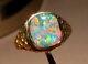 Men' S Opal Ring Solid 14 K Gold Nugget Style Red And Blue