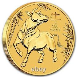 NEW 2021 1/20thOZ PURE. 9999 GOLD YEAR of the OX PERTH MINT GEM $178.88