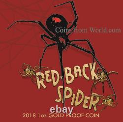 Niue 2018 100$ Deadly & Dangerous Red-Back Spider 1 1 Oz Gold Proof