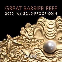 Niue 2020 Great Barrier Reef $100 1 Oz Gold Proof with Saltwater Pearl MINTAGE 150