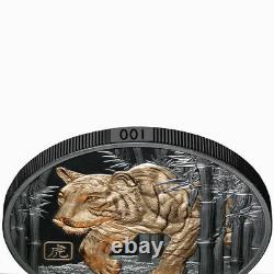 Niue 2022 YEAR TIGER $10 5 Oz Gilt Pure Silver Gilded BLACK PROOFMINTAGE 888