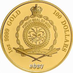 Niue 2023 Great Australian Desert & Kangaroos $100 1 Oz Gold Proof MINTAGE 99