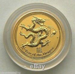 One Gold Coin X 2012 AUSTRALIAN $5 1/20 LUNAR YEAR DRAGON 1/20OZ. 9999