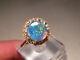 Opal & Diamond Ring 14k Rose Gold, Blue Semi Black Opal