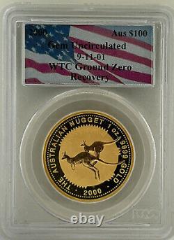 PCGS 2000 Australian Nugget Coin $100 1oz. 9999 Gold Uncirculated WTC 9-11-01