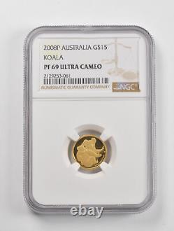 PF69 UCAM 2008-P Australia $15 Gold Koala 1/10 Oz. 999 Fine Gold NGC 2890