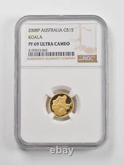 PF69 UCAM 2008-P Australia $15 Gold Koala 1/10 Oz. 999 Fine Gold NGC 2898