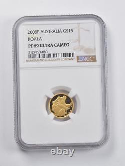 PF69 UCAM 2008-P Australia $15 Gold Koala 1/10 Oz. 999 Fine Gold NGC 2935