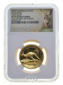 PF70UCAM 2015-P Australia $100 Gold Kangaroo 1 Oz. 999 Fine Gold NGC 3842