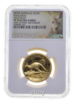 PF70UCAM 2015-P Australia $100 Gold Kangaroo 1 Oz. 999 Fine Gold NGC 3844