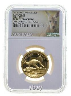 PF70UCAM 2015-P Australia $100 Gold Kangaroo 1 Oz. 999 Fine Gold NGC 3844