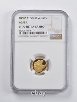PF70 UCAM 2008-P Australia $15 Gold Koala 1/10 Oz. 999 Fine Gold NGC 2920