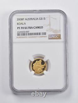 PF70 UCAM 2008-P Australia $15 Gold Koala 1/10 Oz. 999 Fine Gold NGC 2924