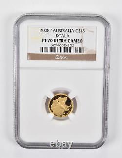 PF70 UCAM 2008-P Australia $15 Gold Koala NGC 1928