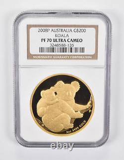 PF70 UCAM 2008-P Australia $200 Gold Koala NGC 2 Oz 1898
