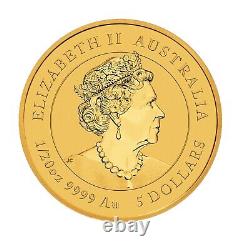 Perth Mint 1/20 oz 9999 24Kt Gold Australian Tiger Lunar 2022 Bullion Coin