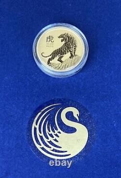 Perth Mint 2022 1/2 oz Gold Lunar Series III Tiger UNC Coin in Perth Mint Pouch