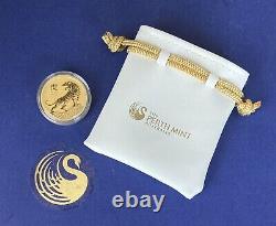 Perth Mint 2022 1/2 oz Gold Lunar Series III Tiger UNC Coin in Perth Mint Pouch
