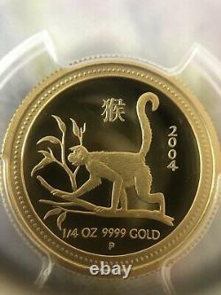 (Pop2)2004 P Australia 1/4 oz. Gold $25 Monkey PCGS PR70DCAM Proof Rare