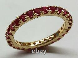R122 Genuine 18K 750 Solid Yellow Gold Natural Ruby Full-Eternity Ring size 6.25