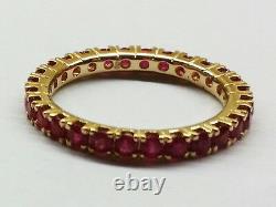 R122 Genuine 18K 750 Solid Yellow Gold Natural Ruby Full-Eternity Ring size 6.25