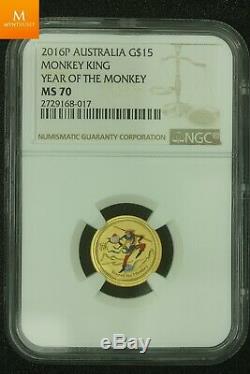 RARE! All Lunar Monkey King 1,9 oz 999 gold in MS70 Very low mintage
