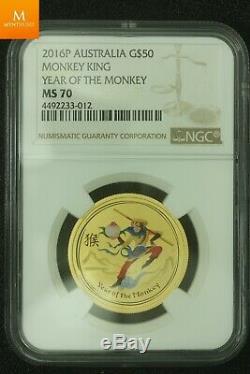 RARE! All Lunar Monkey King 1,9 oz 999 gold in MS70 Very low mintage