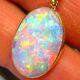 Rainbow Fire 10ct Hidome Cabochon Solid Australian Opal Diamond 14k Gold Pendant
