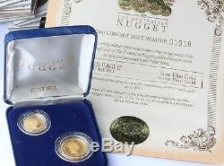 Rare 1986 Inaugural Australian Nugget Gold Proof Coin Set COA 2pc not 4pc 1/10 +