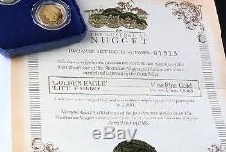 Rare 1986 Inaugural Australian Nugget Gold Proof Coin Set COA 2pc not 4pc 1/10 +