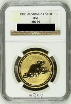 Rare 1996-2007 Australia 12-Coin 1 oz Gold Lunar Set (Series I) NGC MS69