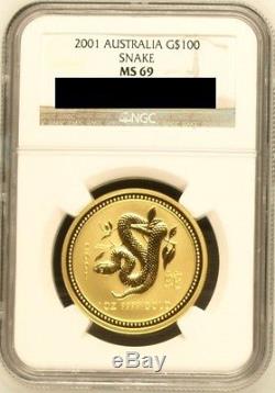 Rare 1996-2007 Australia 12-Coin 1 oz Gold Lunar Set (Series I) NGC MS69