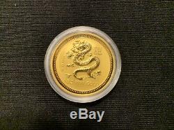 Rare 2000 Australian Lunar Dragon $100 1 oz. 999 Bullion Gold coin Perth Mint