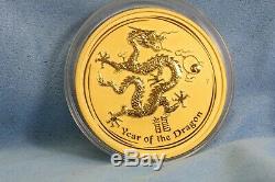 Rare! 2012 Australia 2 oz Gold Lunar Dragon BU (Series II) $200 Coin Fine 9999