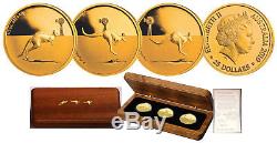 Royal Australian Mint 2010 Kangaroo in the Outback 3 Gold Coin Proof Set SCARCE