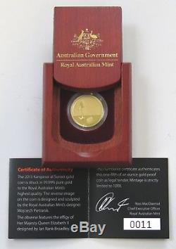Royal Australian Mint 2013 Gold Proof $25 Coin Kangaroo at Sunset. 9999 1/5oz Au