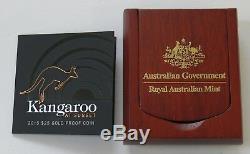 Royal Australian Mint 2015 Gold Proof $25 Coin Kangaroo at Sunset. 9999 1/5oz Au