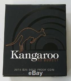 Royal Australian Mint 2015 Gold Proof $25 Coin Kangaroo at Sunset. 9999 1/5oz Au