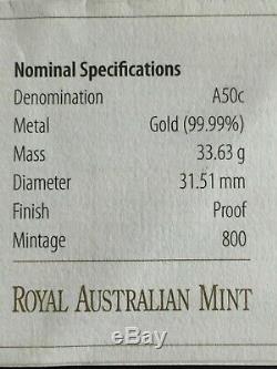 Royal Australian Mint 40th Anniversary 2009 50c Gold Proof coin Mintage just 800